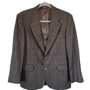 VTG 80s ROPER'S Classic Tweed Blazer Wool Brown 42R Academic Country Gentleman